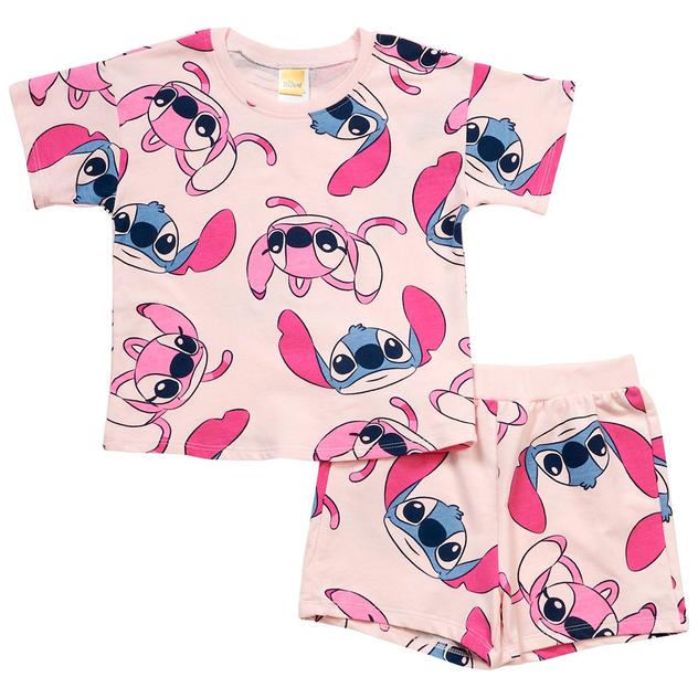 Girls (4-6x) Disney Stitch & Angel Tee & Short Set