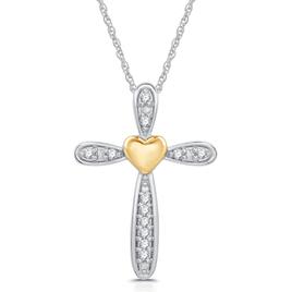 Nova Star(R) Two-Tone Gold 1/10ctw. Lab Grown Diamond Cross Pendant