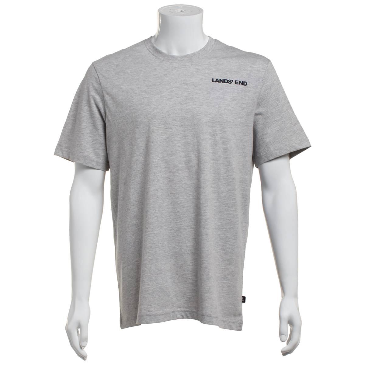 Mens LANDS END(R) Short Sleeve Graphic Tee - Light Heather Grey