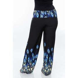 Plus Size White Mark Printed Palazzo Pants-Peacock
