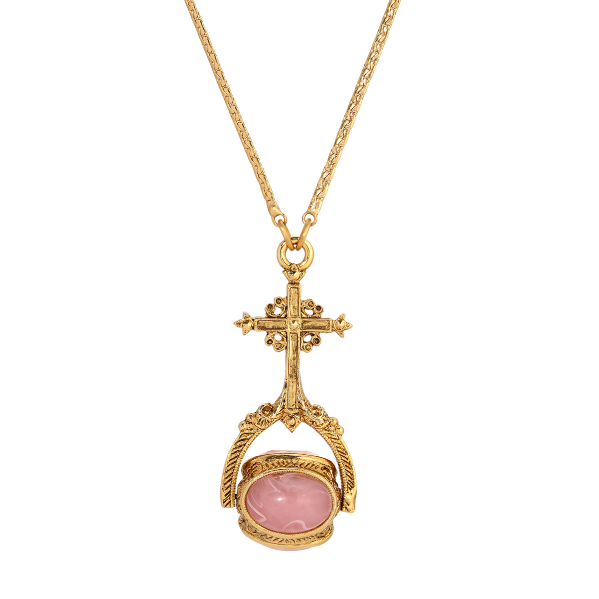 Symbols of Faith 14kt. Gold Dipped Cross Multi Stone Necklace