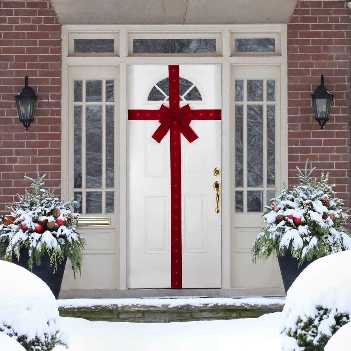 Northlight Seasonal Pre-Lit Red Velvet Christmas Door Bow