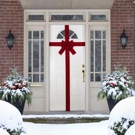 Northlight Seasonal Pre-Lit Red Velvet Christmas Door Bow