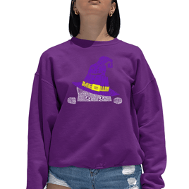 Plus Size LA Pop Art Peeking Witch Cat Word Art Sweatshirt