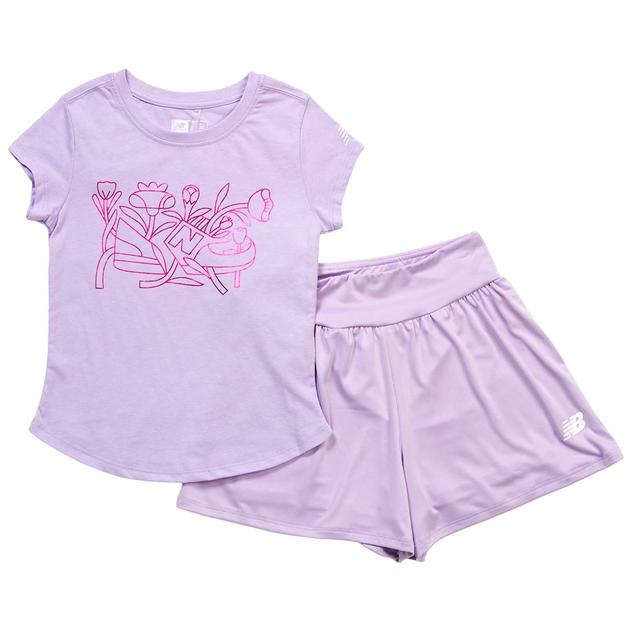 Girls (7-12) New Balance Short Sleeve Sneaker Tee w/ Shorts Set