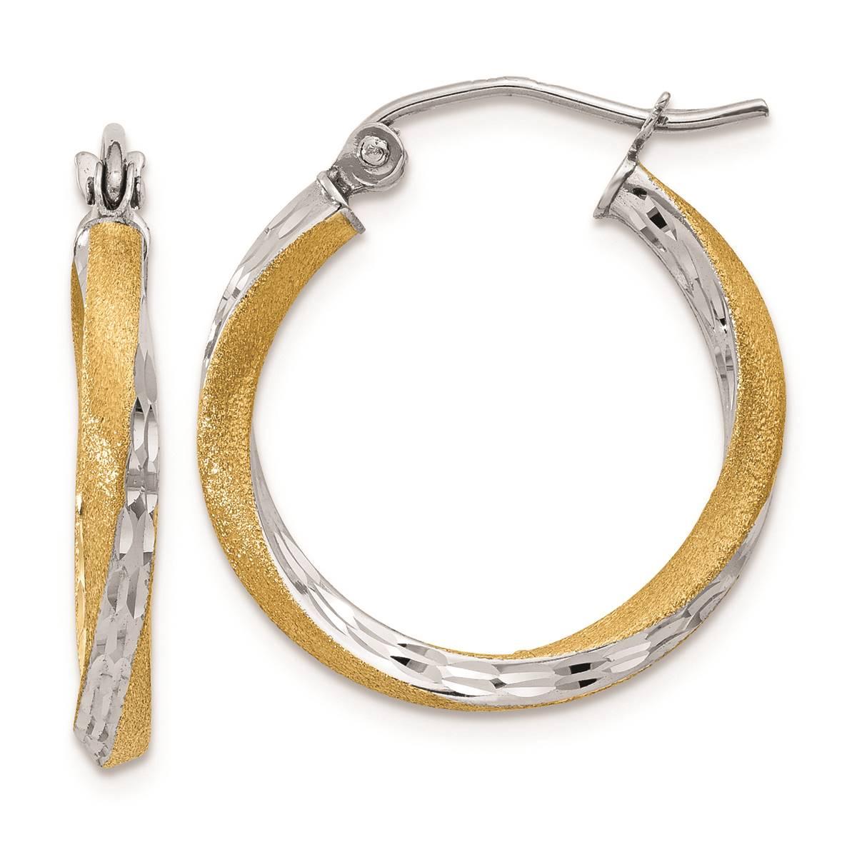 Gold Classics(tm) 14k Rhodium Twisted 20mm Hoop Earrings