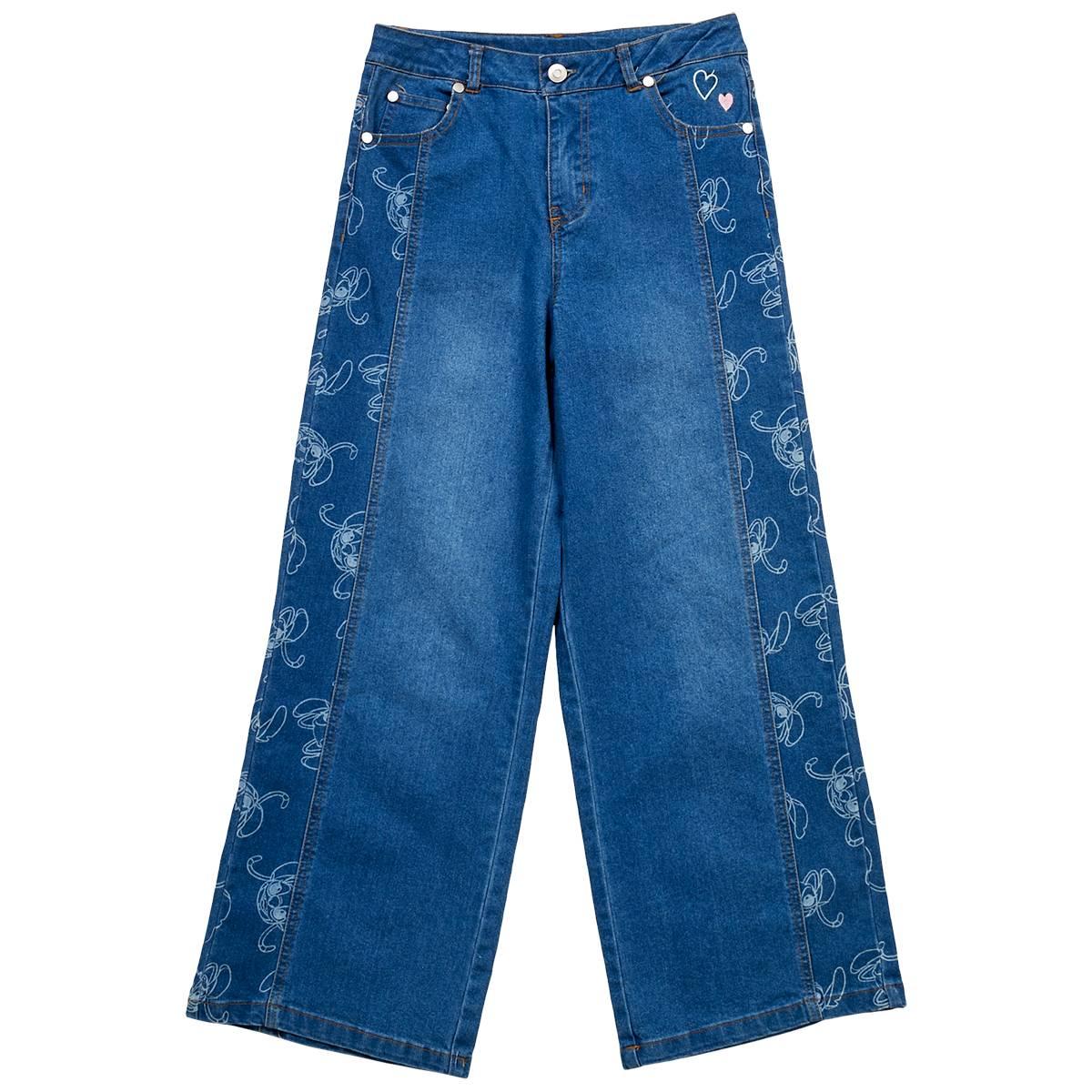 Girls (7-12) Disney Stitch & Angel Wide Leg Jeans