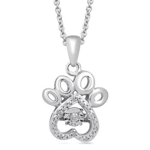 Love Symphony(tm) 1/20ct. Diamond Sterling Silver Paw Pendant