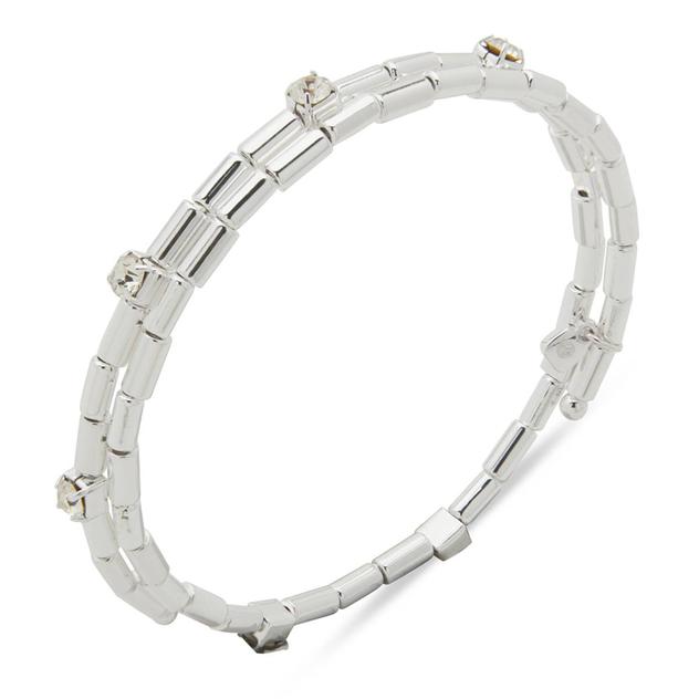 Nine West Silver-Tone Crystal Coil Beaded Bracelet