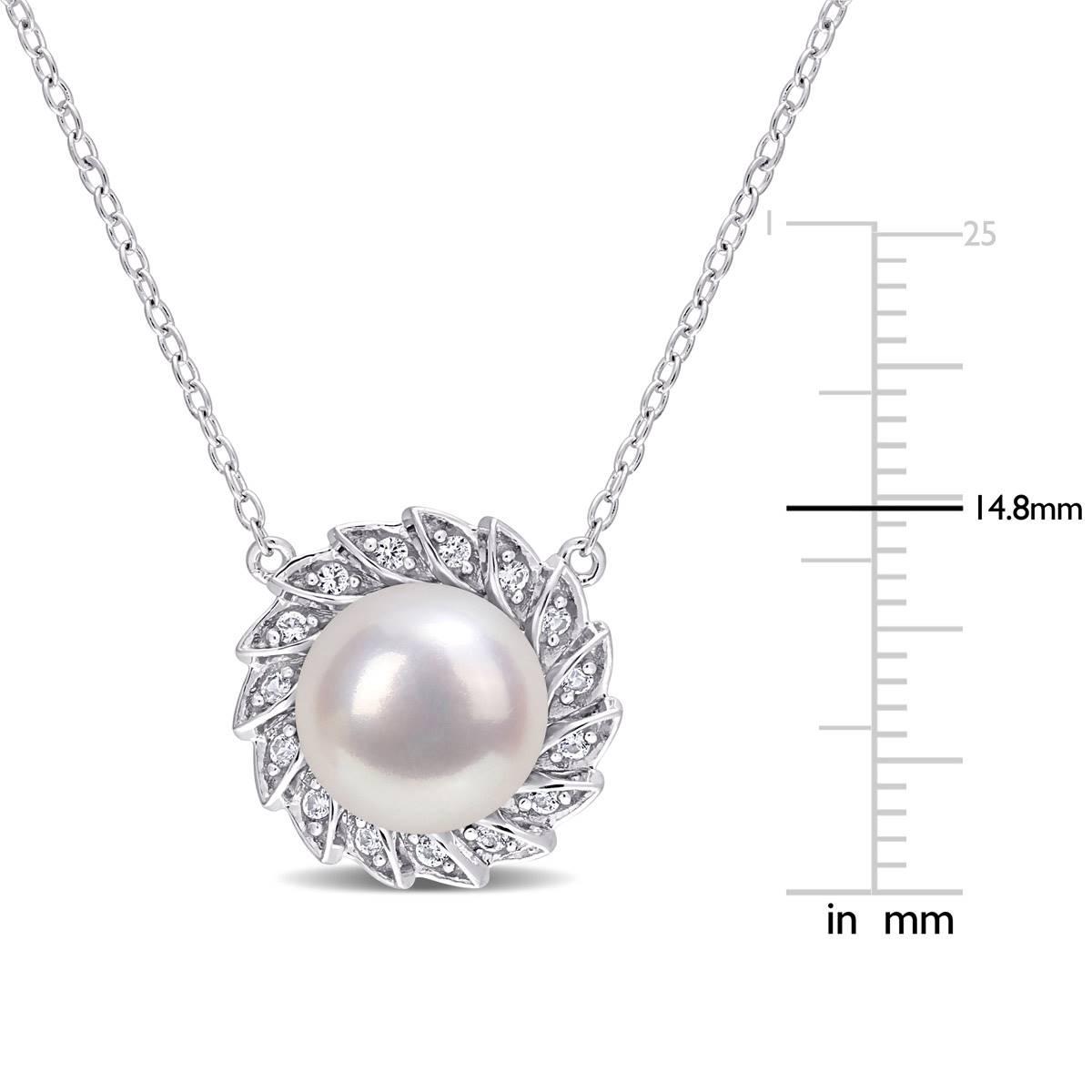 Gemstone Classics™ Pearl & Sapphire Halo Pendant