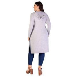 Plus Size 24/7 Comfort Apparel Knee Length Hooded Cardigan Shrug