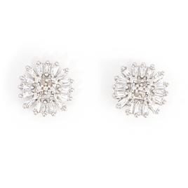 Gianni Argento Diamond Cubic Zirconia Cushion Stud Earrings
