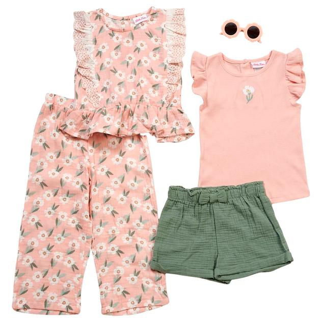 Girls (4-6x) Little Lass® 4pc. Tops w/ Shorts & Culotte Set