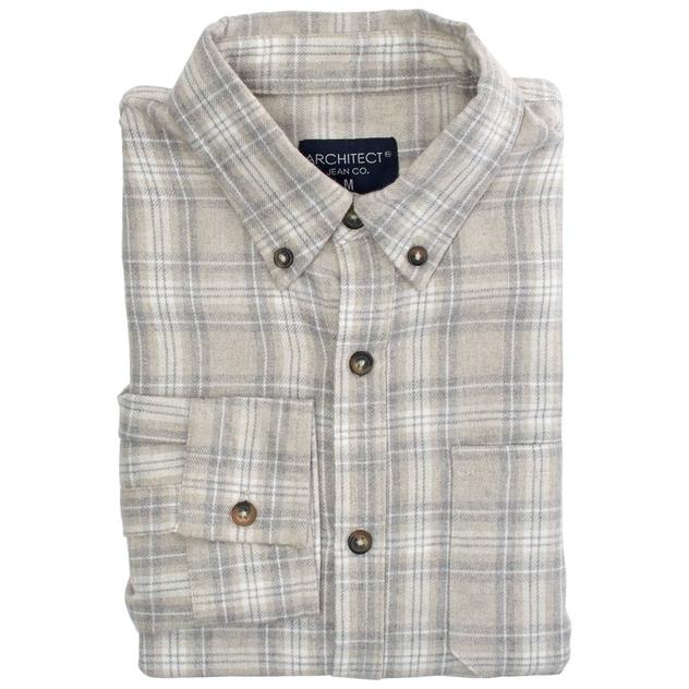 Young Mens Architect® Jean Co. Flannel Button Down - Cream/Sand