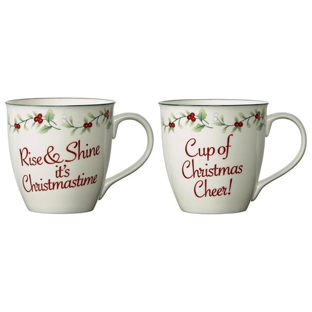 Pfaltzgraff® Berry Rise Shine Christmas Mugs - Set of 2