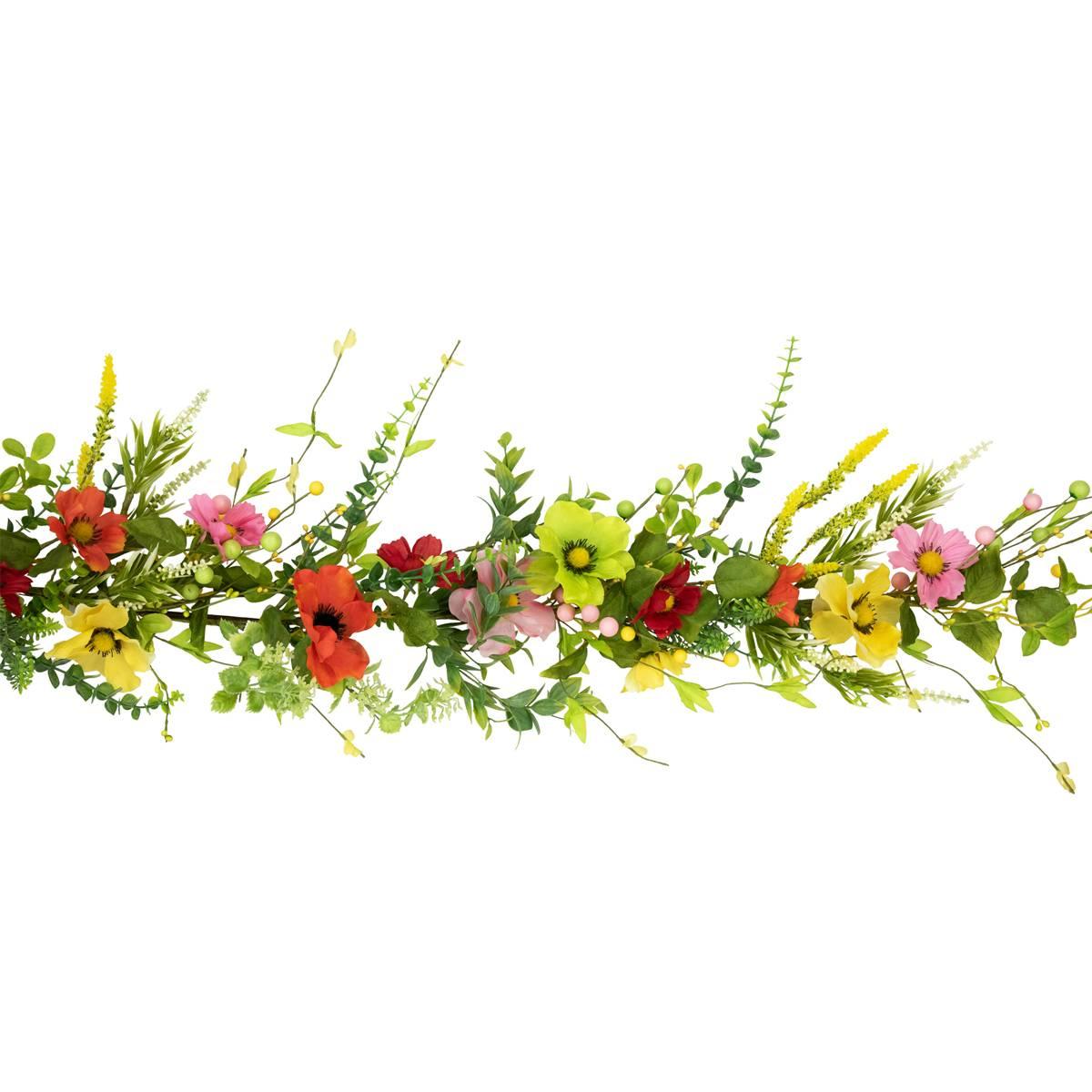 Northlight Seasonal Artificial Poppy & Eucalyptus Spring Garland