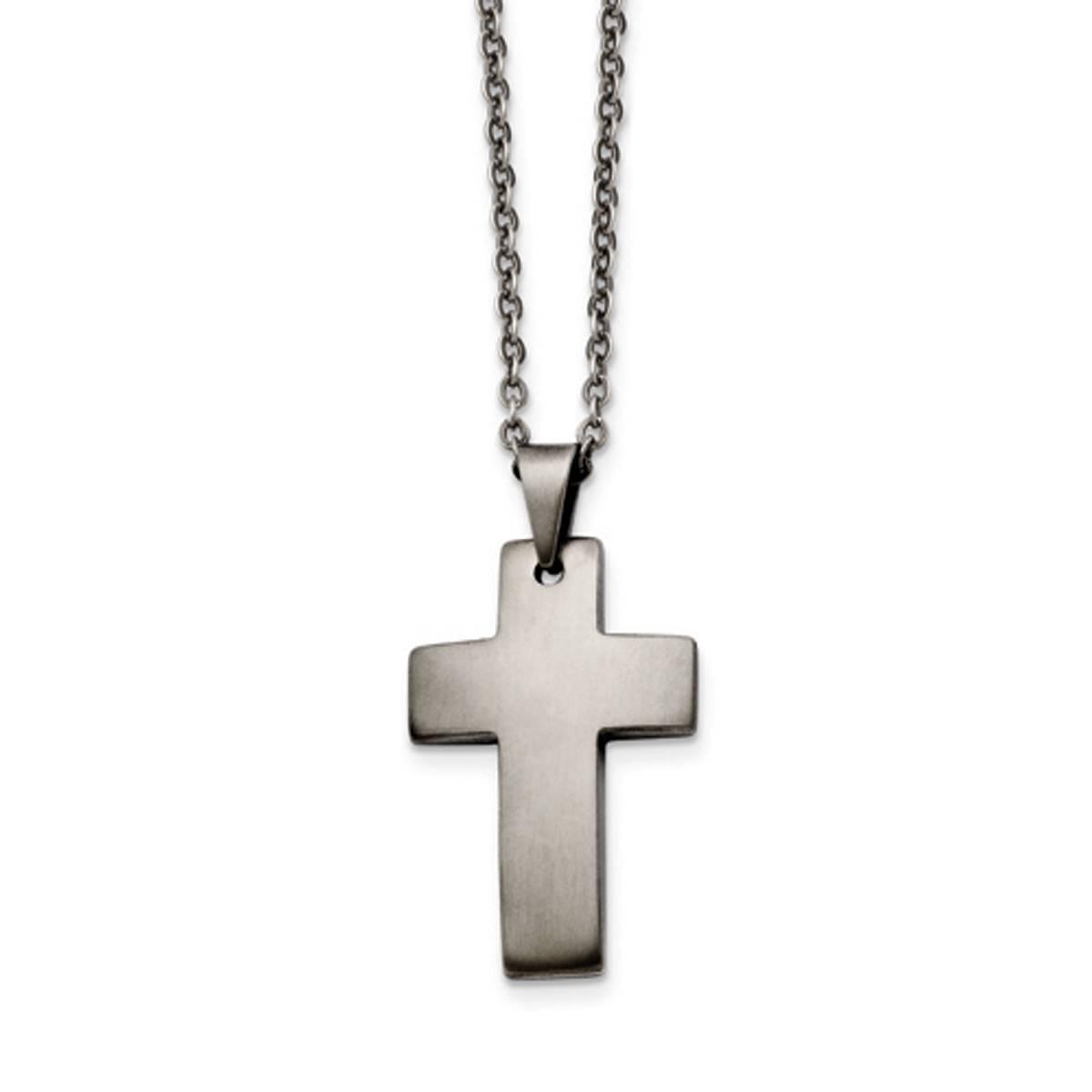 Mens Gentlemen's Classics(tm) Stainless Steel Brushed Cross Necklace