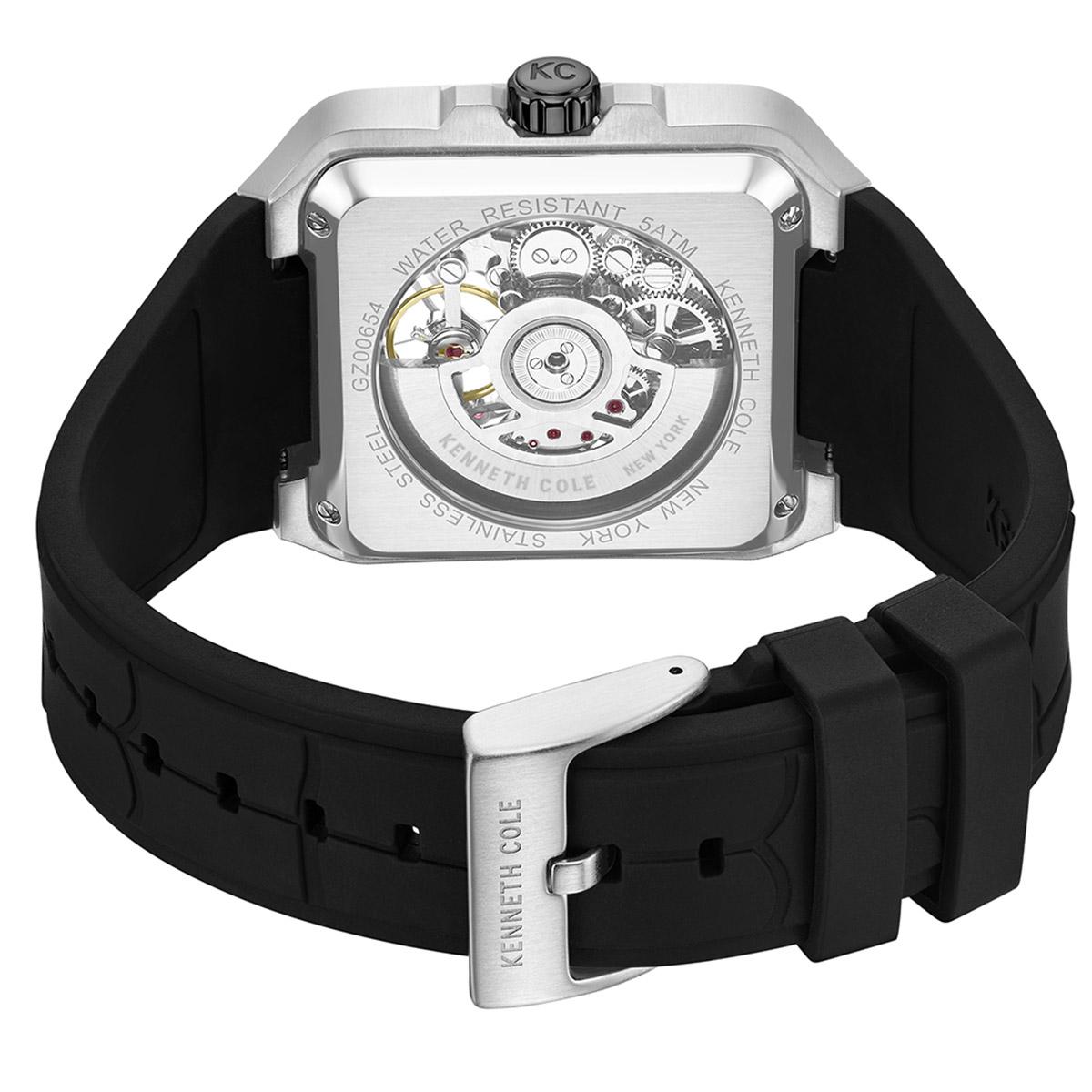 Mens Kenneth Cole® New York Skeleton Automatic Silcone Watch