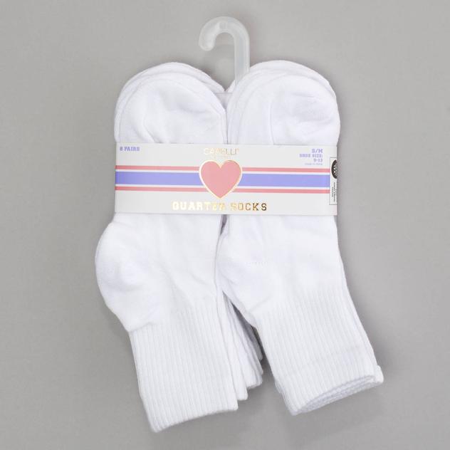 Girls Capelli® New York 8pk. Solid Quarter Socks