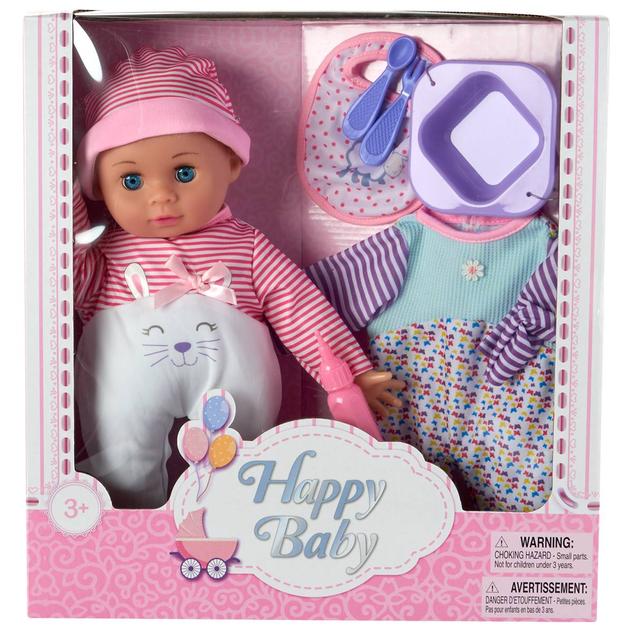 16in. Happy Baby Doll w/ Outfit & Feeding Accessories