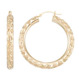 Evergold 14kt. Gold over Resin 32mm Textured Hoop Earrings