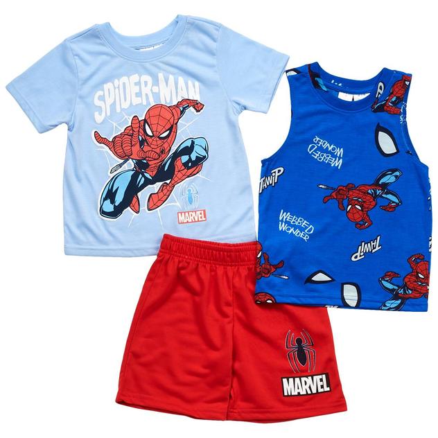 Boys (4-7) Spider-Man 3pc. Short Sleeve Tee/Tank & Shorts Set