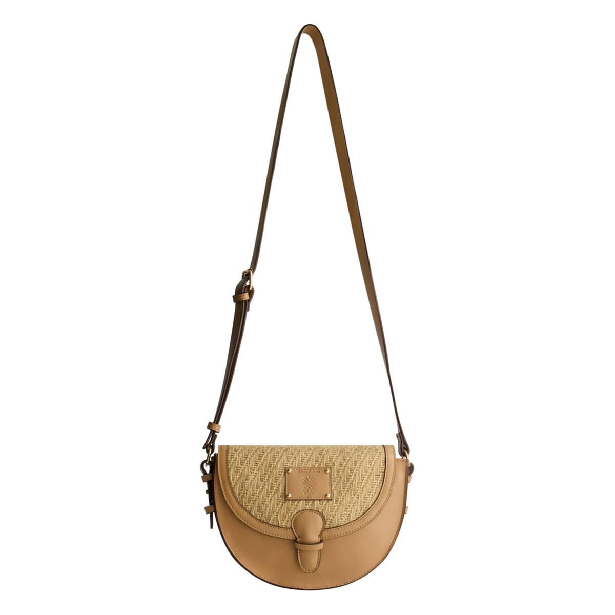 Tommy Bahama Raffia/PU Crossbody Flap Bag