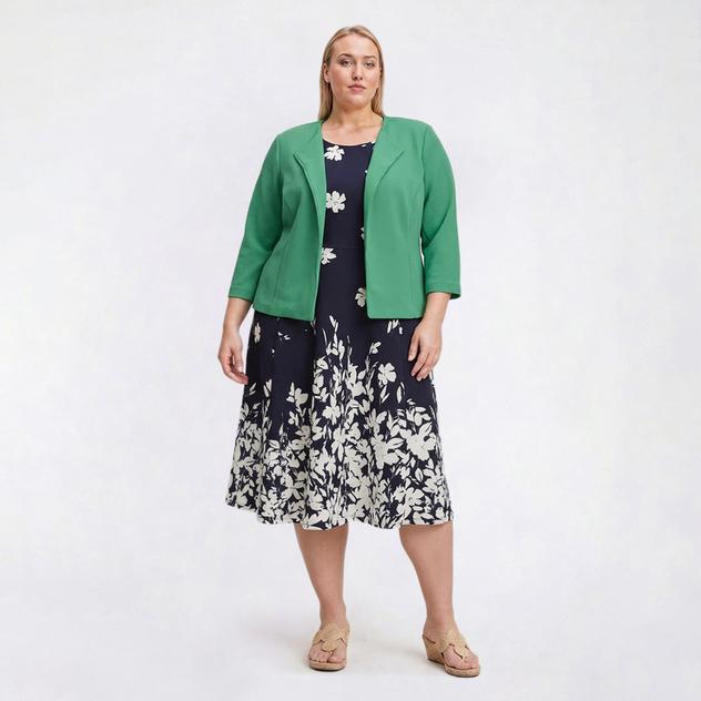 Plus Size Studio One Long Sleeve Floral Jacket Dress