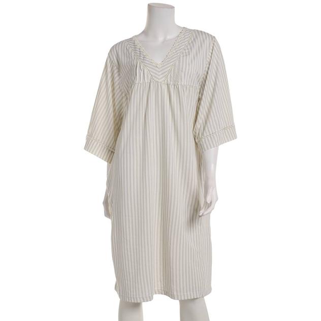 Womens Sophia by René Rofé® Elbow Sleeve Striped Lace Nightgown