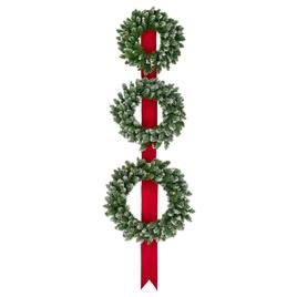 Northlight Seasonal Pre-Lit Flocked Wreaths on Ribbon - Set of 3