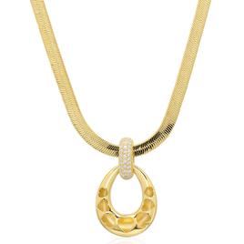 Gianni Argento 1/10ctw. Oval Teadrop Herringbone Necklace
