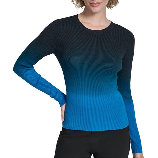 Womens DKNY Long Sleeve Crew Neck Dip Dye Ombre Sweater