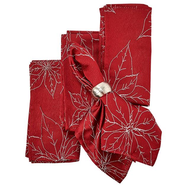 Poinsettia Woven Napkins - Set of 4