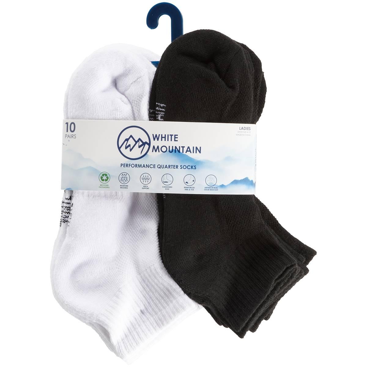 Womens White Mountain 10pk. Cushion Quarter Socks