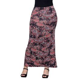 Womens 24/7 Comfort Apparel Paisley Fold Over Waist Maxi Skirt