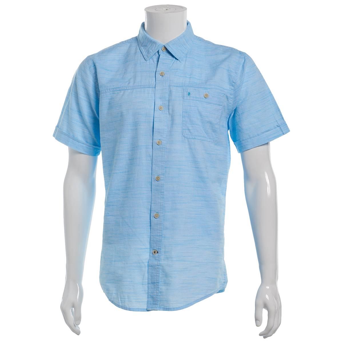 Mens IZOD(R) Striped Chambray Short Sleeve Button Down Shirt