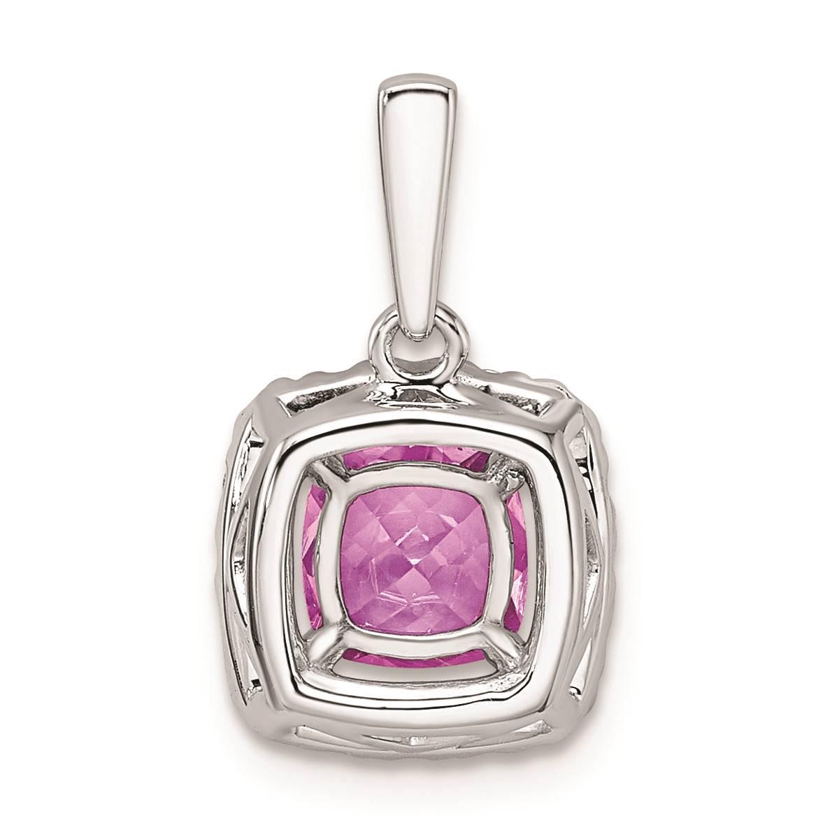 Pure Fire 14kt. White Gold Lab Created Pink Sapphire Halo Pendant