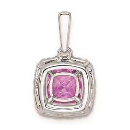 Pure Fire 14kt. White Gold Lab Created Pink Sapphire Halo Pendant