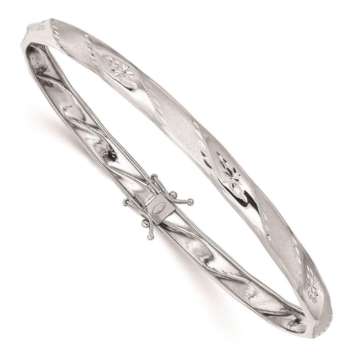 Gold Classics(tm) 14kt. White Gold Polished Satin Flexible Bangle