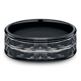 Mens Endless Affection™ 8mm Black Cobalt Hammered Wedding Band