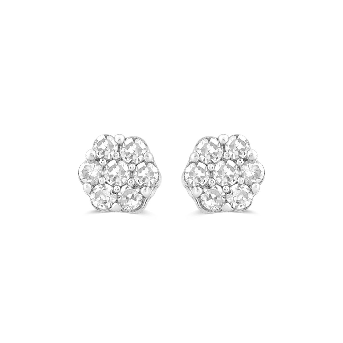 Nova Star® Sterling Silver Lab Grown Cirque Diamond Stud Earrings