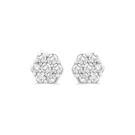 Nova Star® Sterling Silver Lab Grown Cirque Diamond Stud Earrings