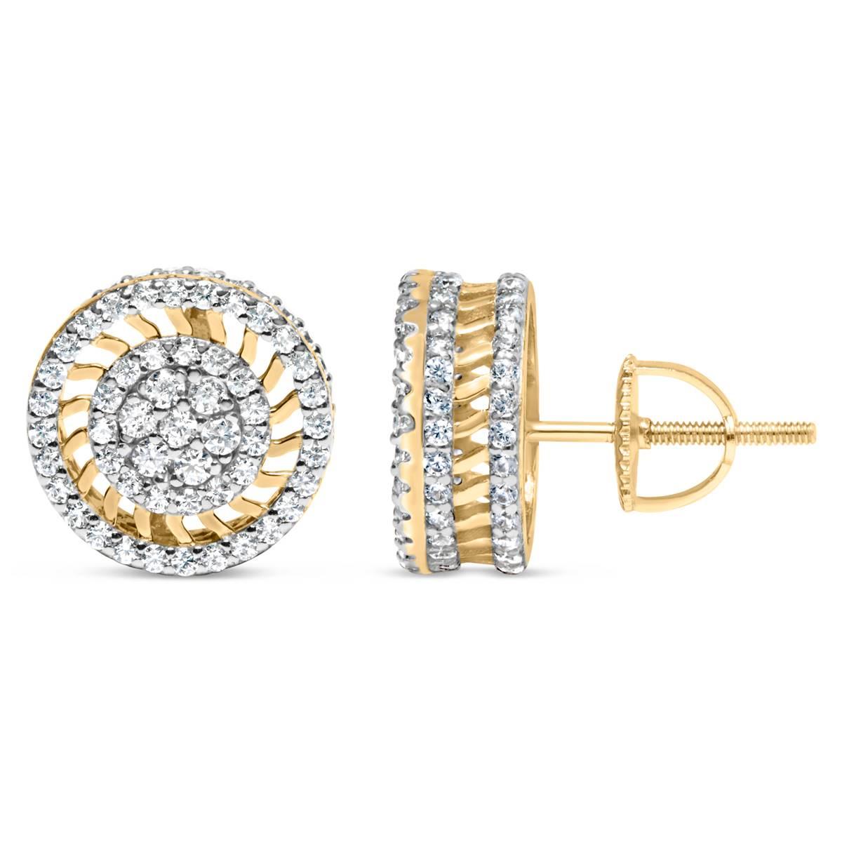 Haus of Brilliance 10kt. Gold 1ct. Diamond Sunburst Stud Earrings