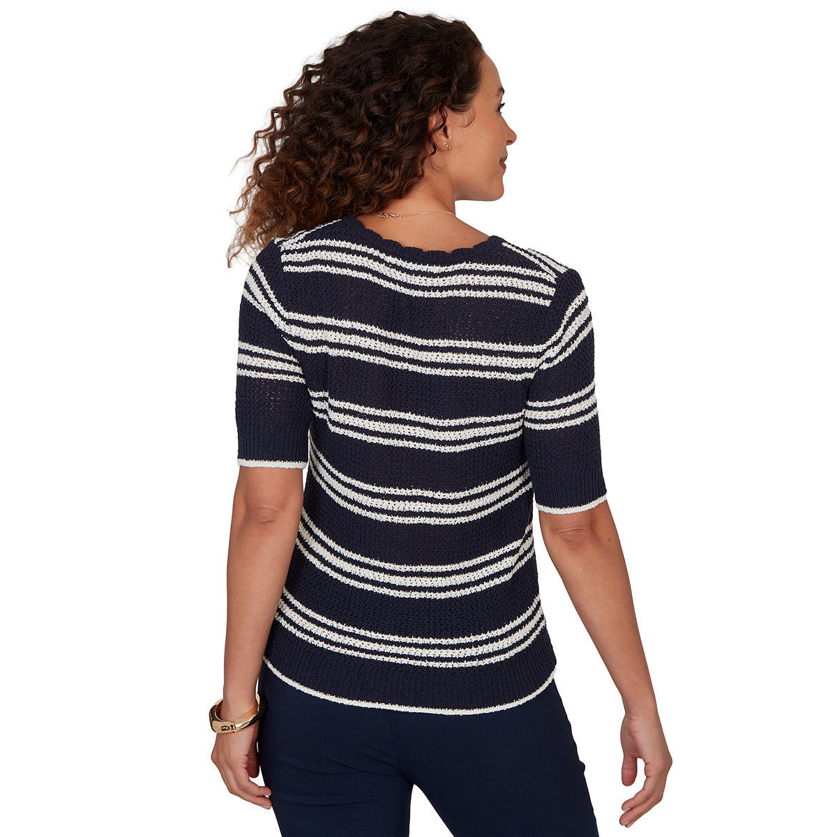 Petite Emaline Summer In The City Stripe Elbow Sleeve Cardigan
