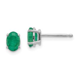 Gemstone Classics(tm) White Gold 6mm. Emerald Stud Earrings