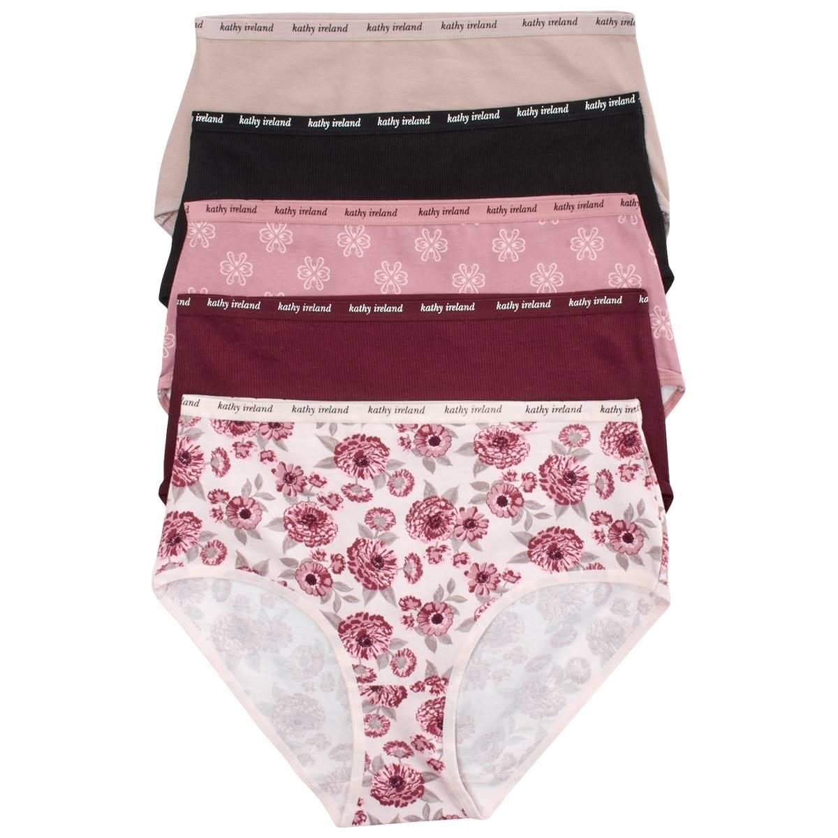 Womens Kathy Ireland 5pk. Mixed Rib/Plain Brief Panties 5PKBF1304