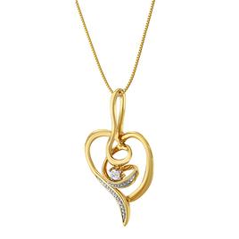 Espira 10kt. Gold Round Cut Diamond Swirl Heart Necklace