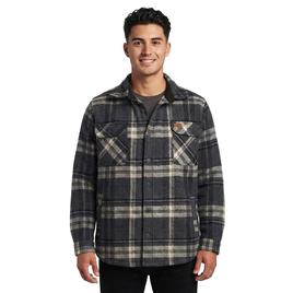 Mens Mountain Ridge Plaid Fleece CPO Jacket - Grey
