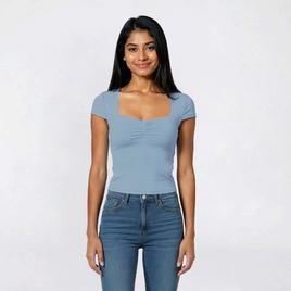 Juniors Derek Heart Sweetheart Neck Cap Sleeve Top