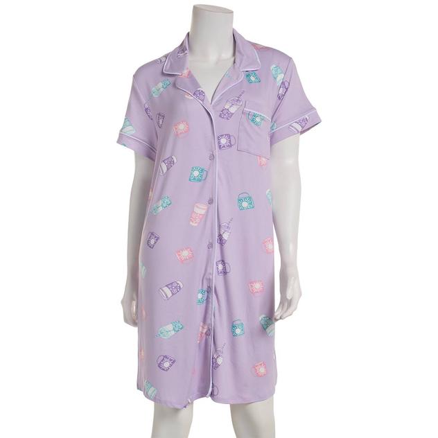 Womens Derek Heart Sunshine Coffee Notch Collar Nightshirt